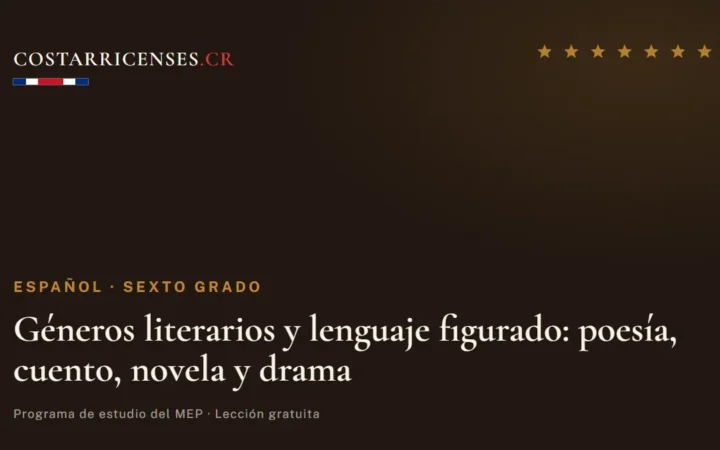Géneros literarios y lenguaje figurado: poesía, cuento, novela y drama — Español, Sexto grado