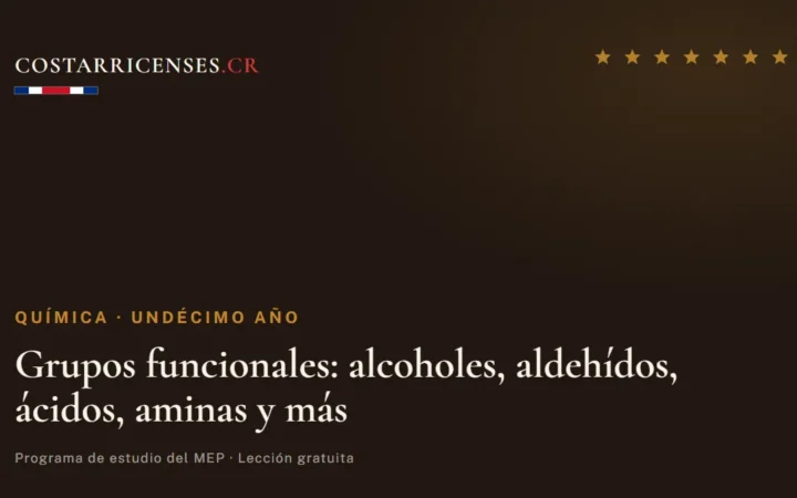 Grupos funcionales: alcoholes, aldehídos, ácidos, aminas y más — Química, Undécimo año