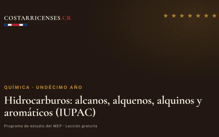 Hidrocarburos: alcanos, alquenos, alquinos y aromáticos (IUPAC) — Química, Undécimo año