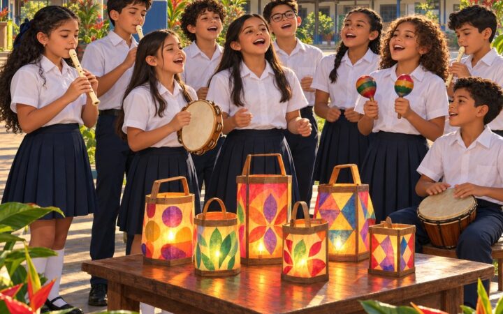 Ilustración: Himno al 15 de Setiembre, ¡Oh Costa Rica! y cantos de Navidad