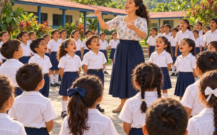 Ilustración: Himno Nacional y canciones infantiles: cantar en grupo