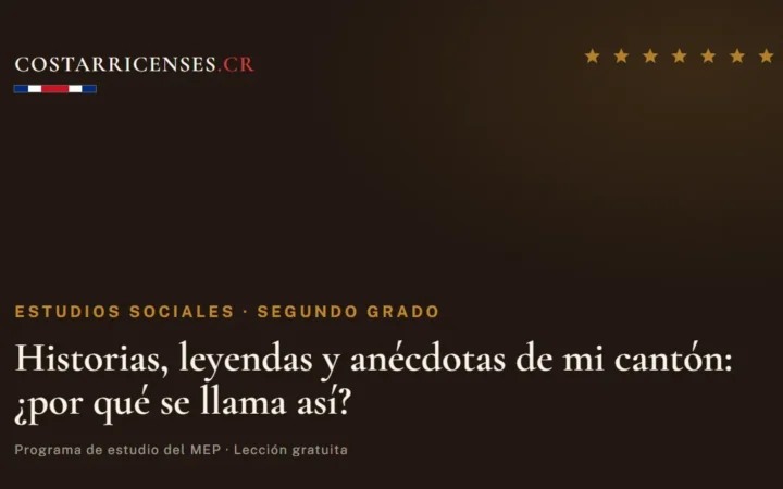 Historias, leyendas y anécdotas de mi cantón: ¿por qué se llama así? — Estudios Sociales, Segundo grado