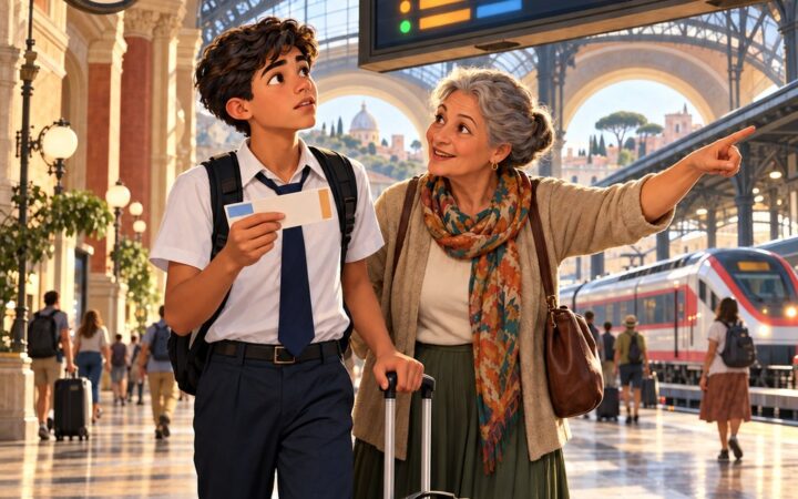 Ilustración: In viaggio: transporte, billetes e turismo en italiano