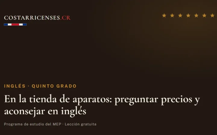 En la tienda de aparatos: preguntar precios y aconsejar en inglés — Inglés, Quinto grado