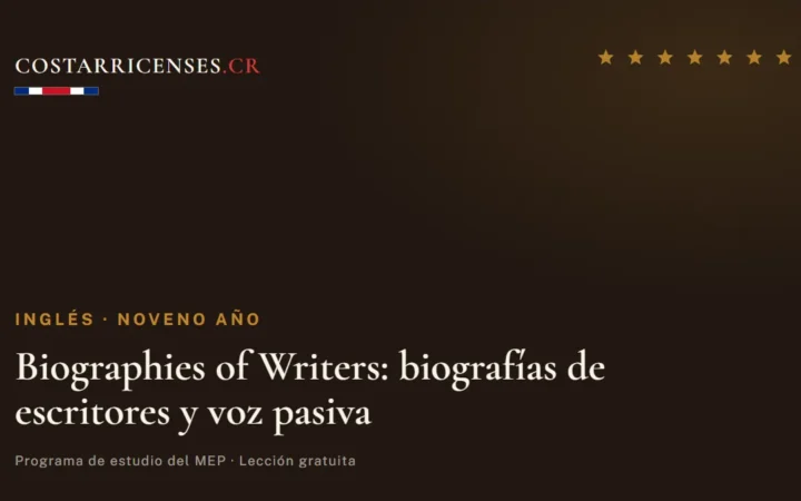 Biographies of Writers: biografías de escritores y voz pasiva — Inglés, Zapandí (Noveno año)