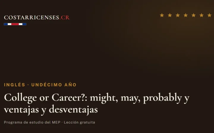 College or Career?: might, may, probably y ventajas y desventajas — Inglés, Undécimo año