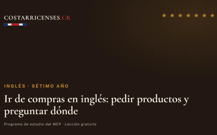 Ir de compras en inglés: pedir productos y preguntar dónde — Inglés, Térraba (Sétimo año)