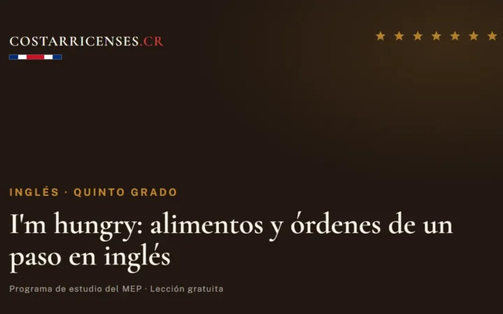 I'm hungry: alimentos y órdenes de un paso en inglés — Inglés, Quinto grado