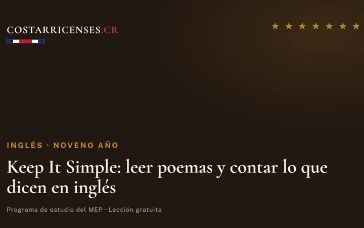 Keep It Simple: leer poemas y contar lo que dicen en inglés — Inglés, Zapandí (Noveno año)