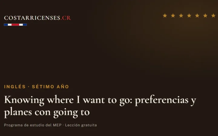 Knowing where I want to go: preferencias y planes con going to — Inglés, Térraba (Sétimo año)