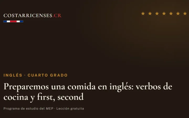 Preparemos una comida en inglés: verbos de cocina y first, second — Inglés, Cuarto grado