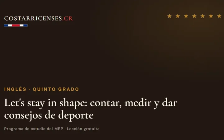 Let's stay in shape: contar, medir y dar consejos de deporte — Inglés, Quinto grado