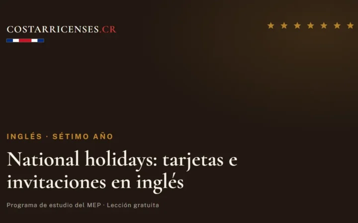 National holidays: tarjetas e invitaciones en inglés — Inglés, Térraba (Sétimo año)
