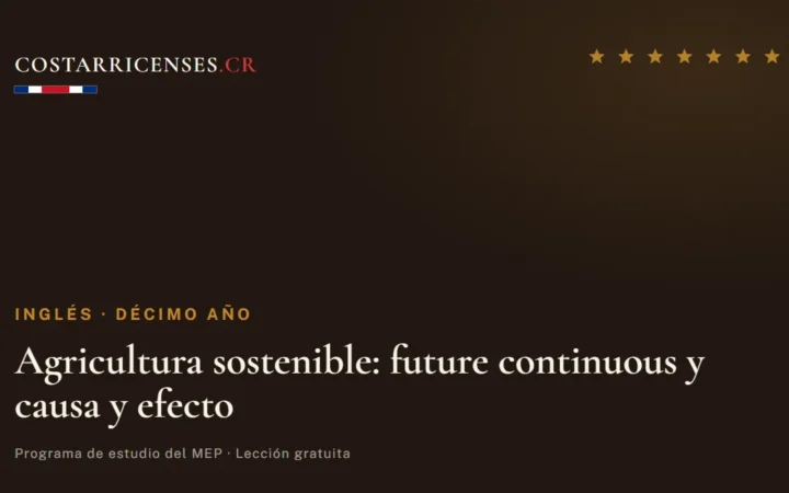 Agricultura sostenible: future continuous y causa y efecto — Inglés, Décimo año