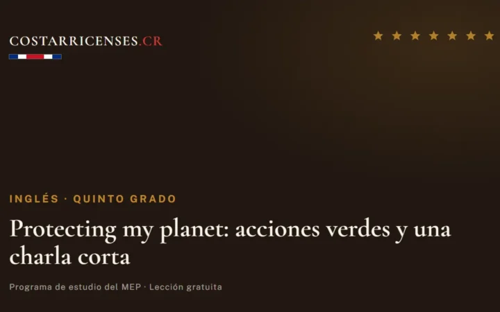 Protecting my planet: acciones verdes y una charla corta — Inglés, Quinto grado