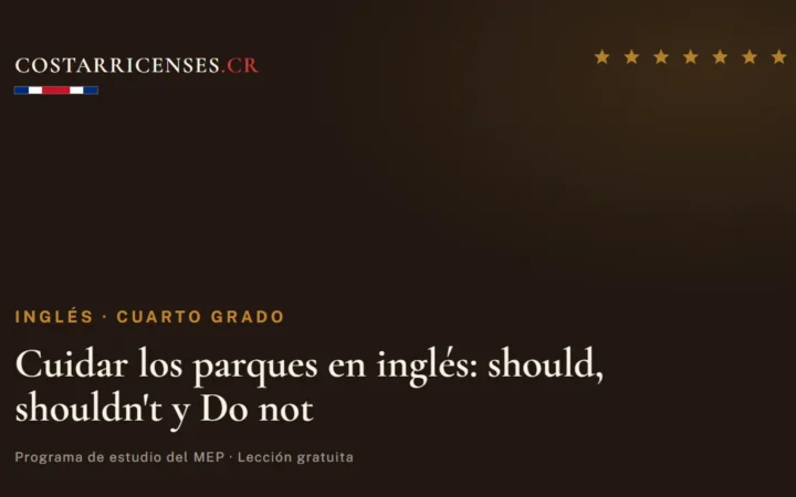 Cuidar los parques en inglés: should, shouldn't y Do not — Inglés, Cuarto grado