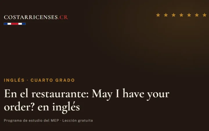 En el restaurante: May I have your order? en inglés — Inglés, Cuarto grado