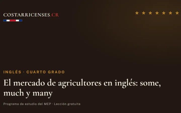 El mercado de agricultores en inglés: some, much y many — Inglés, Cuarto grado