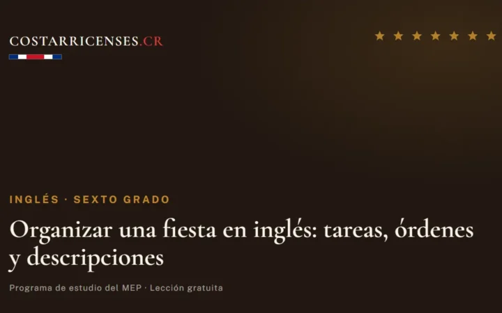 Organizar una fiesta en inglés: tareas, órdenes y descripciones — Inglés, Sexto grado