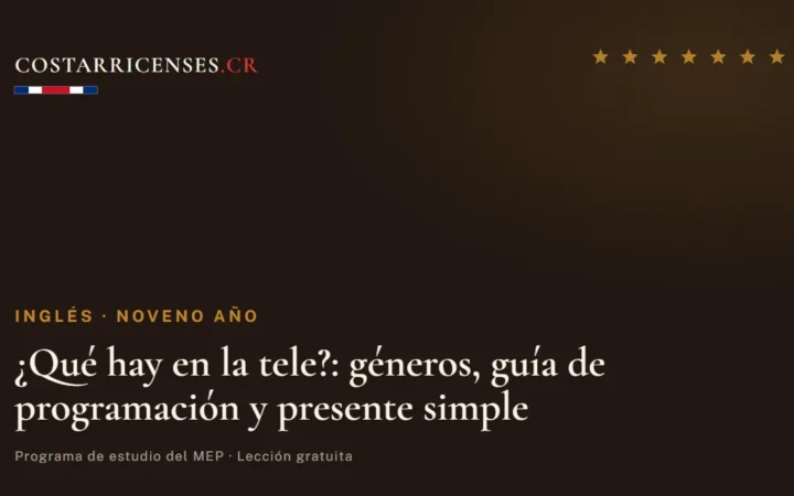 ¿Qué hay en la tele?: géneros, guía de programación y presente simple — Inglés, Zapandí (Noveno año)