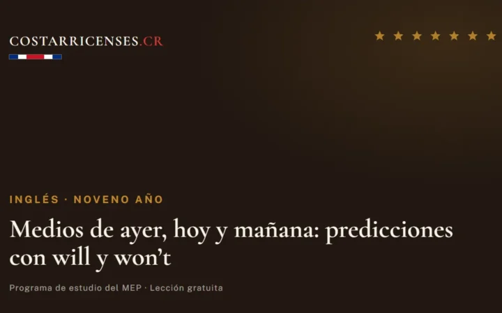 Medios de ayer, hoy y mañana: predicciones con will y won’t — Inglés, Zapandí (Noveno año)