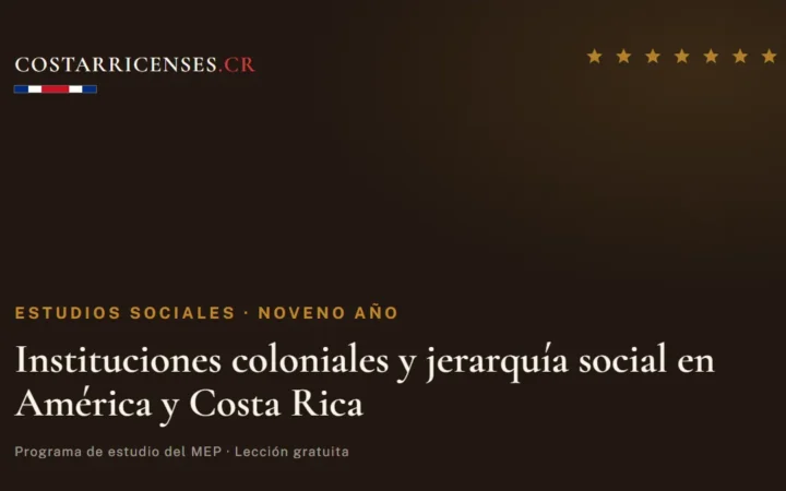 Instituciones coloniales y jerarquía social en América y Costa Rica — Estudios Sociales, Zapandí (Noveno año)