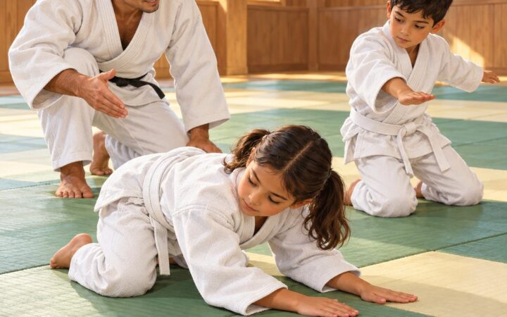 Ilustración: Judo para niños: caída hacia adelante y desequilibrio en diagonal