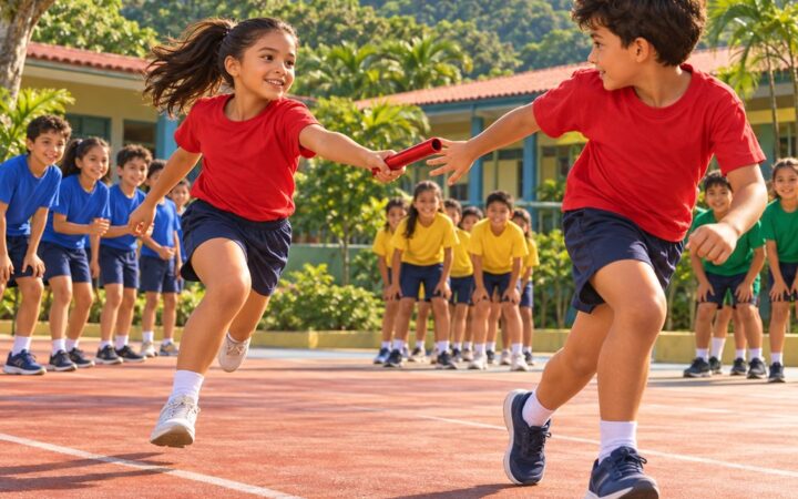 Ilustración: Juegos pre deportivos de atletismo y gimnasia
