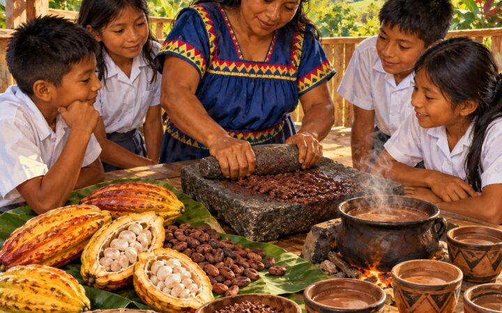 Ilustración: La toma de cacao en la cultura ngäbe-buglé