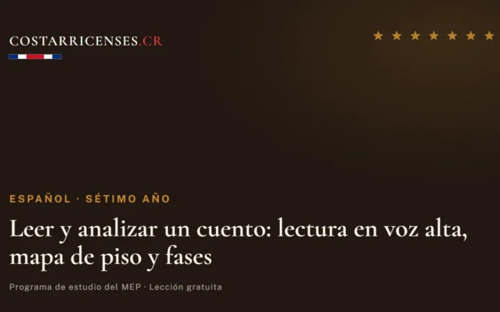 Leer y analizar un cuento: lectura en voz alta, mapa de piso y fases — Español, Térraba (Sétimo año)