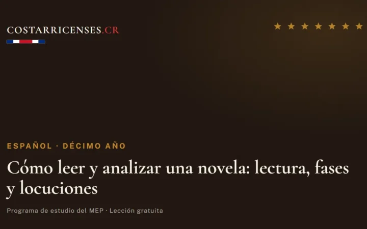Cómo leer y analizar una novela: lectura, fases y locuciones — Español, Décimo año