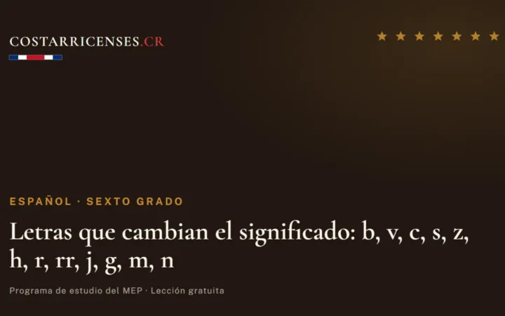 Letras que cambian el significado: b, v, c, s, z, h, r, rr, j, g, m, n — Español, Sexto grado