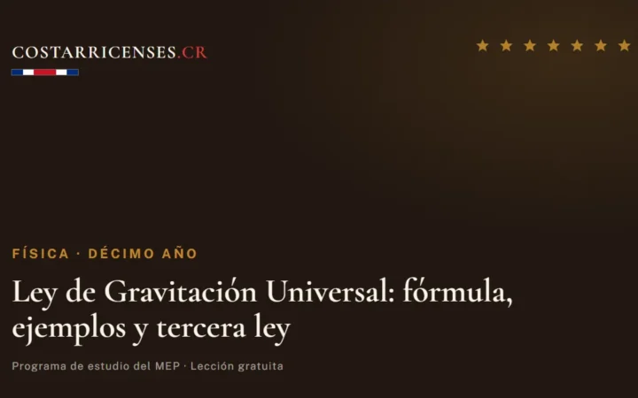 Ley de Gravitación Universal: fórmula, ejemplos y tercera ley — Física, Décimo año