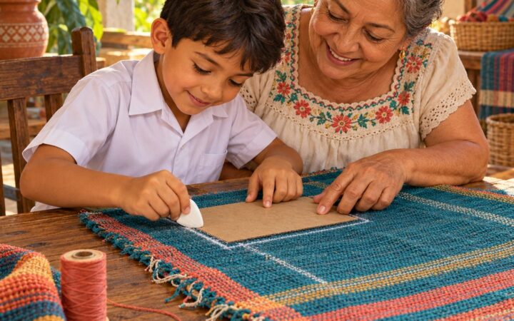 Ilustración: Los textiles: fibras, tela, trazo con tiza y deshilado