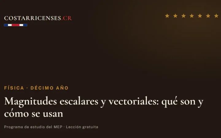 Magnitudes escalares y vectoriales: qué son y cómo se usan — Física, Décimo año