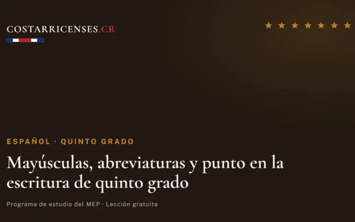 Mayúsculas, abreviaturas y punto en la escritura de quinto grado — Español, Quinto grado