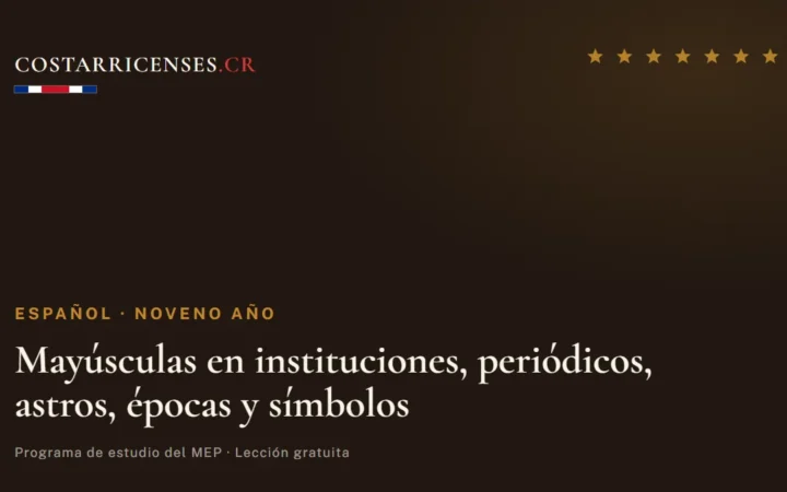 Mayúsculas en instituciones, periódicos, astros, épocas y símbolos — Español, Zapandí (Noveno año)