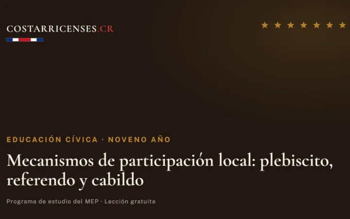 Mecanismos de participación local: plebiscito, referendo y cabildo — Educación Cívica, Zapandí (Noveno año)