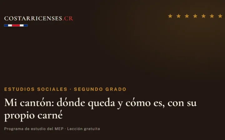 Mi cantón: dónde queda y cómo es, con su propio carné — Estudios Sociales, Segundo grado