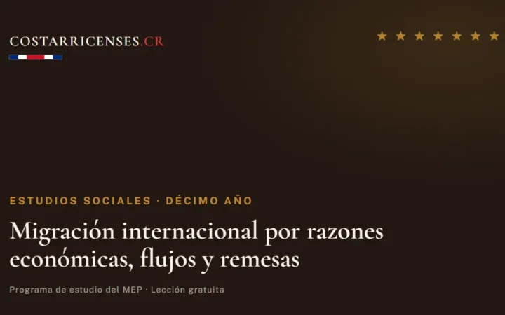 Migración internacional por razones económicas, flujos y remesas — Estudios Sociales, Décimo año