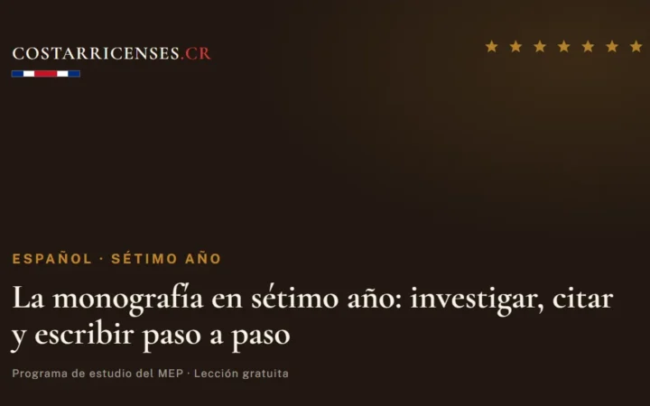 La monografía en sétimo año: investigar, citar y escribir paso a paso — Español, Térraba (Sétimo año)