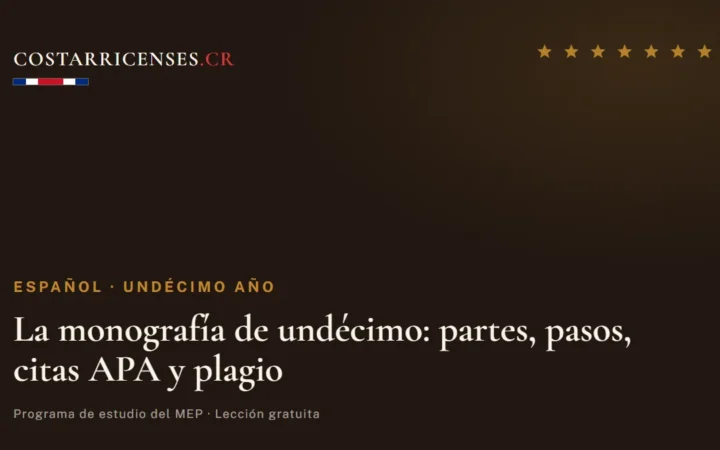 La monografía de undécimo: partes, pasos, citas APA y plagio — Español, Undécimo año
