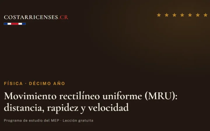 Movimiento rectilíneo uniforme (MRU): distancia, rapidez y velocidad — Física, Décimo año