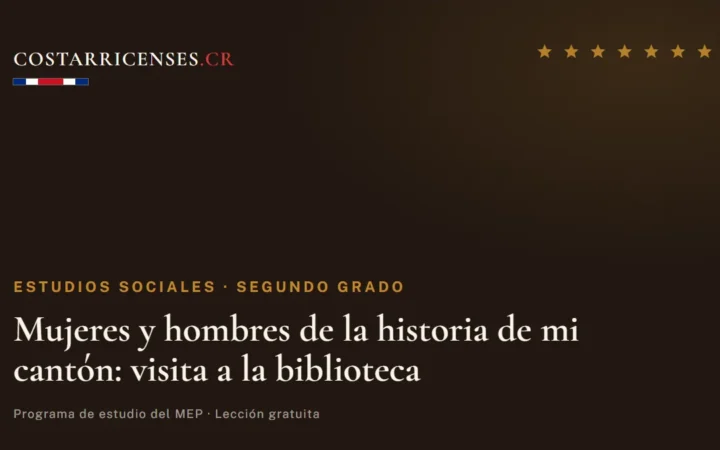 Mujeres y hombres de la historia de mi cantón: visita a la biblioteca — Estudios Sociales, Segundo grado