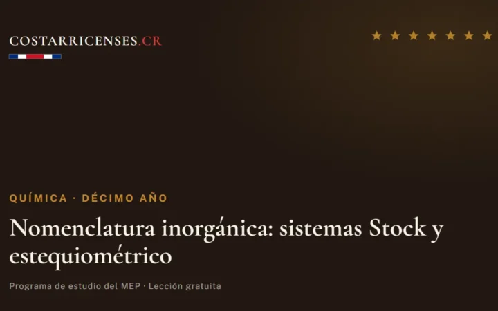 Nomenclatura inorgánica: sistemas Stock y estequiométrico — Química, Décimo año