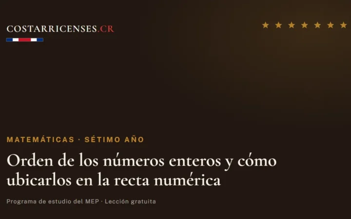 Orden de los números enteros y cómo ubicarlos en la recta numérica — Matemáticas, Térraba (Sétimo año)