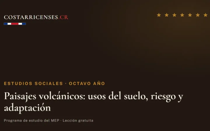 Paisajes volcánicos: usos del suelo, riesgo y adaptación — Estudios Sociales, Ujarrás (Octavo año)