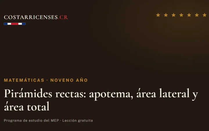 Pirámides rectas: apotema, área lateral y área total — Matemáticas, Zapandí (Noveno año)