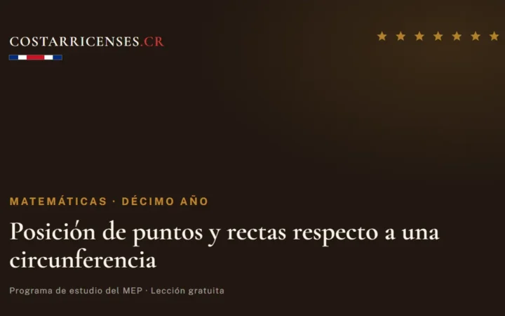 Posición de puntos y rectas respecto a una circunferencia — Matemáticas, Décimo año