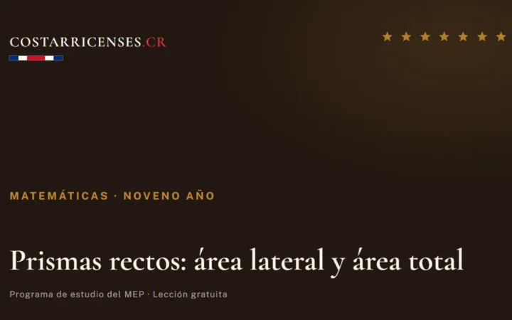 Prismas rectos: área lateral y área total — Matemáticas, Zapandí (Noveno año)